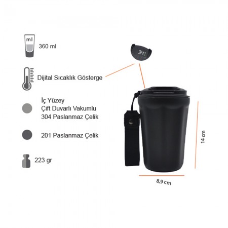 Dereceli Termos Bardak 360 ml
