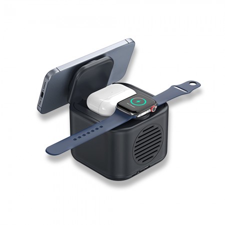 Işıklı Logo Hoparlörlü Magsafe Şarj Standı (Telefon, Kulaklık, Saat)