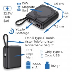 Işıklı Logo 15W MagSafe Powerbank 10000 mAh