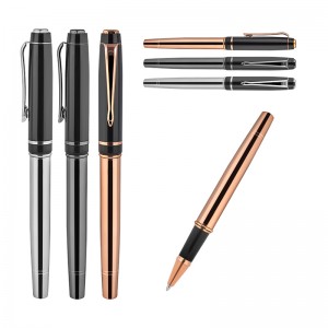 1219-R Rose Gold-Siyah Metal Roller Kalem