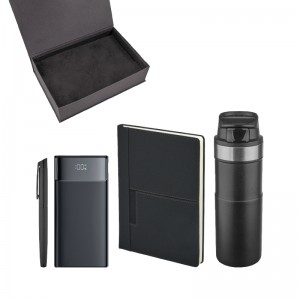 5077 Siyah Kalem & Defter & Powerbank & Termos Set