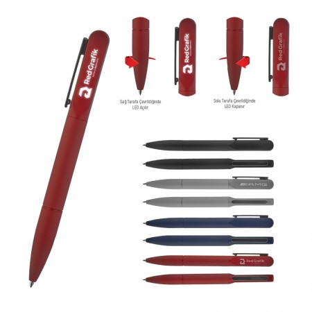 1250 Lacivert Ledli Metal Tükenmez Kalem