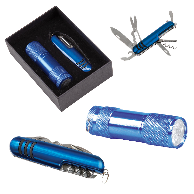 5041 أزرق 7 Fonksiyonlu Çakı - Led Elfenerli طقم
