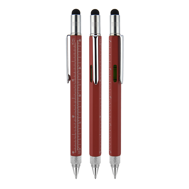 652 أحمر معدني Su Terazili - Tornavidalı Touchpen قلم
